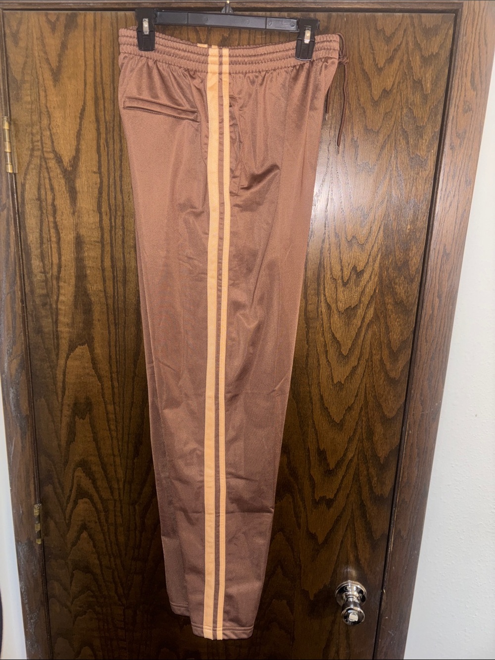 Zephyr Vintage Brown Pull On Pants with Tan Double Side Stripes Size Large